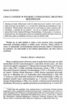 Ciało ludzkie w polskiej literaturze obozowej. Rekonesans.