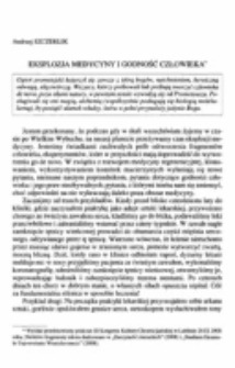 Eksplozja medycyny i godność człowieka.