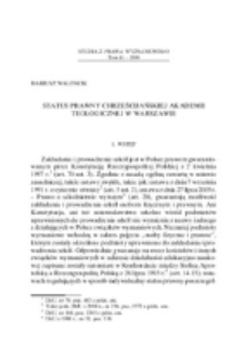 Status prawny Chrześcijańskiej Akademii Teologicznej w Warszawie.