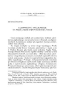 Sądownictwo anglikańskie na przykładzie sąd&oacute;w Kościoła Anglii.