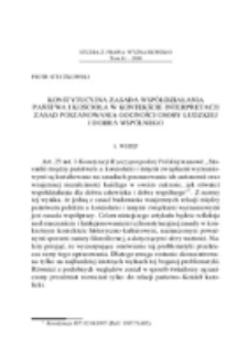 Konstytucyjna zasada wsp&oacute;łdziałania państwa i Kościoła w kontekście interpretacji zasad poszanowania godności osoby ludzkiej i dobra wsp&oacute;lnego.