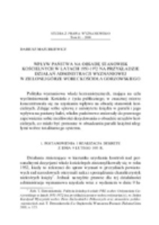 Wpływ państwa na obsadę stanowisk kościelnych w latach 1950-1972 na przykładzie działań administracji wyznaniowej w Zielonej G&oacute;rze wobec Kościoła gorzowskiego.