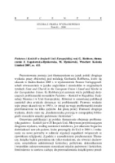 Recenzja : Państwo i kości&oacute;ł w krajach Unii Europejskiej, red. G. Robbers, tłum. J. Łopatowska-Rynkowska, M. Rynkowski, Wrocław Kolonia Limited 2007, ss. 435.
