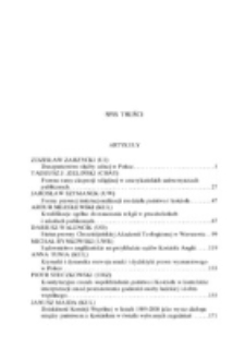 Studia z Prawa Wyznaniowego. 11 (2008). Spis treści.