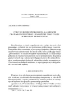 Utrata urzędu proboszcza na gruncie prawa kanonicznego i znaczenie tego faktu w procesie eksmisyjnym.