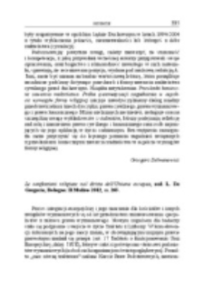 Recenzja : Le confessioni religiose nel diritto dell’Unione europea, red. L. De Gregorio, Bologna: Il Mulino 2012, ss. 265.