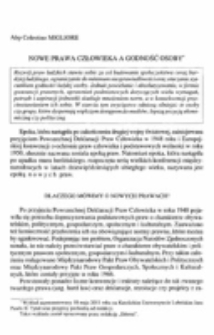 Nowe prawa człowieka a godność osoby.