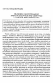Filozofia jako fundament badań naukowych nad ub&oacute;stwem i strategii jego zwalczania.