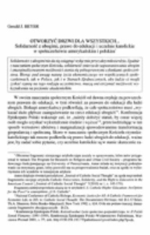 Otworzyć drzwi dla wszystkich ... Solidarność z ubogimi, prawo do edukacji i uczelnie katolickie w społeczeństwie amerykańskim i polskim.