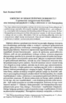 Ub&oacute;stwo w społeczeństwie dobrobytu. O partnerskie zaangażowanie Kościoł&oacute;w oraz instytucji europejskich w walkę z ub&oacute;stwem w Unii Europejskiej.