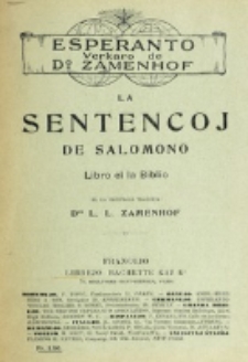 La Sentencoj de Salomono : libro el la Biblio / el la originalo tradukis L. L. Zamenhof.