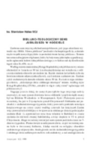 Biblijno-teologiczny sens jubileuszu w Kościele.