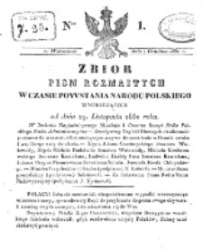 Zbiór Pism Rozmaitych Wychodzących w Czasie Powstania Narodu Polskiego.1830, nr 1