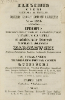 Elenchus Cleri Saecularis ac Regularis Dioecesis Vladislaviensis seu Calissiensis Anno Domini 1851