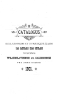 Catalogus Ecclesiarum et Utriusque Cleri tam Saecularis quam Regularis Dioecesis Vladislaviensis seu Calissiensis pro Anno Domini 1901