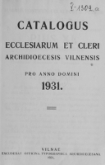 Catalogus Ecclesiarum et Cleri Dioecesis Vilnensis pro Anno Domini 1931