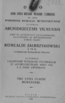 Ordo Divini Officii Recitandi Missaeque Celebrandae ad Usum Perinsignis Basilicae Metropolitanae Totiusque Archidioecesis Vilnensis 1938