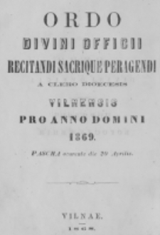 Directorium Horarum Canonicarum et Missarum pro Dioecesi Vilnensi 1869