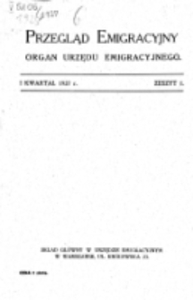 Przegląd Emigracyjny : organ Urzędu Emigracyjnego. Z. 1 (I kwartał 1927)
