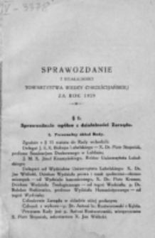 Sprawozdanie z Działalności Towarzystwa Wiedzy Chrześcijańskiej za Rok 1929.