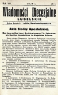 Wiadomości Diecezjalne Lubelskie. R. 8, nr 1 (1926)