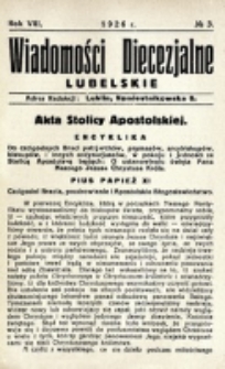 Wiadomości Diecezjalne Lubelskie. R. 8, nr 3 (1926)