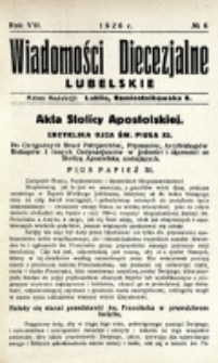 Wiadomości Diecezjalne Lubelskie. R. 8, nr 6 (1926)
