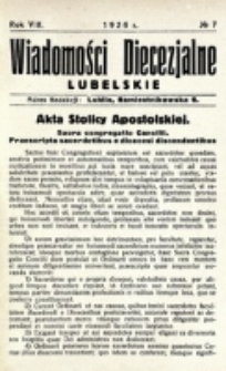 Wiadomości Diecezjalne Lubelskie. R. 8, nr 7 (1926)