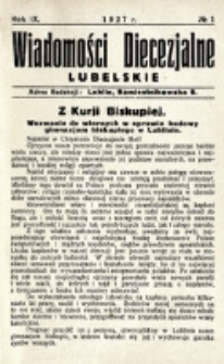 Wiadomości Diecezjalne Lubelskie. R. 9, nr 1 (1927)