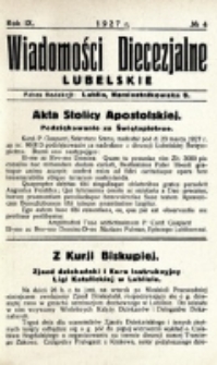 Wiadomości Diecezjalne Lubelskie. R. 9, nr 4 (1927)