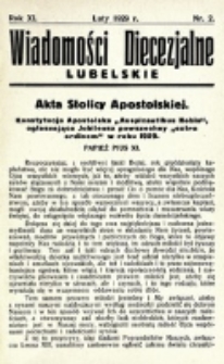 Wiadomości Diecezjalne Lubelskie. R. 11, nr 2 (1929)