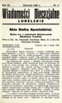 Wiadomości Diecezjalne Lubelskie. R. 11, nr 4 (1929)