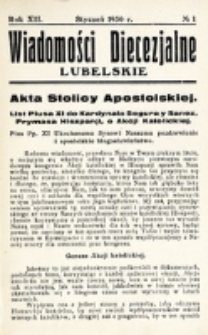 Wiadomości Diecezjalne Lubelskie. R. 12, nr 1 (1930)