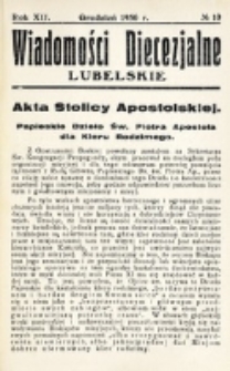 Wiadomości Diecezjalne Lubelskie. R. 12, nr 10 (1930)