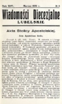 Wiadomości Diecezjalne Lubelskie. R. 14, nr 3 (1932)
