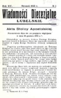 Wiadomości Diecezjalne Lubelskie. R. 15, nr 1 (1933)