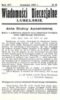 Wiadomości Diecezjalne Lubelskie. R. 15, nr 10 (1933)