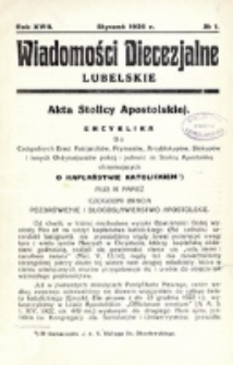 Wiadomości Diecezjalne Lubelskie. R. 18, nr 1 (1936)