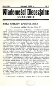 Wiadomości Diecezjalne Lubelskie. R. 21, nr 1 (1939)