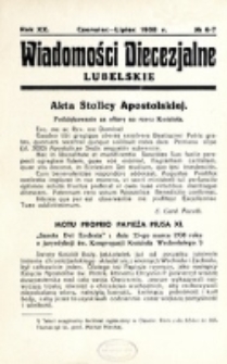 Wiadomości Diecezjalne Lubelskie. R. 20, nr 6/7 (1938)