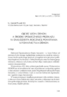 Ojciec Leon Dehon a środki społecznego przekazu. W dwudziestą rocznicę powstania Wydawnictwa DEHON.