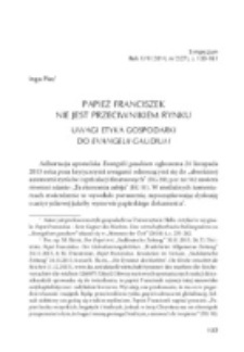 Papież Franciszek nie jest przeciwnikiem rynku. Uwagi etyka do Evangelii gaudium.