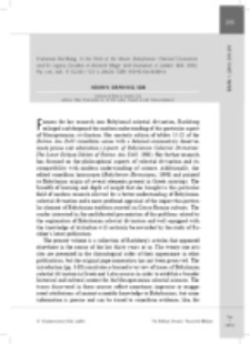 Recenzja : Francesca Rochberg, In the Path of the Moon: Babylonian. Celestial Divination and Its Legacy (Studies in Ancient Magic and Divination 6; Leiden: Brill, 2010).ISBN 978-90-04-18389-6