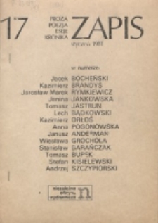Zapis : poezja, proza, eseje, felietony. Nr 17 (Styczeń 1981)