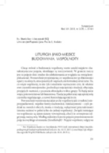 Liturgia jako miejsce budowania wsp&oacute;lnoty.