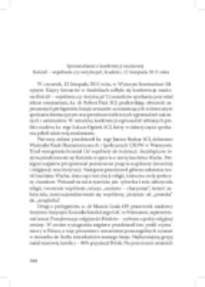 Sprawozdanie z konferencji naukowej Kości&oacute;ł &ndash; wsp&oacute;lnota czy instytucja?, Stadniki, 12 listopada 2015 roku.