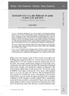 Zechariah 6:12-13 as the Referent of γραфήin John 2:22 and 20:9. A Contribution to Johannine Temple-Christology.
