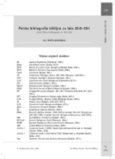 Polska bibliografia biblijna za lata 2010–2011.