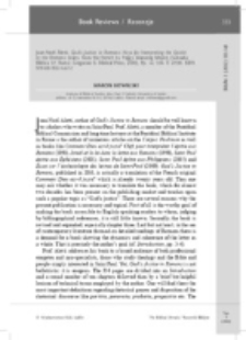 Recenzja : Jean-No&euml;l Aletti, God&rsquo;s Justice in Romans: Keys for Interpreting the Epistleto the Romans (trans. from the French by Peggy Manning Meyer) (Subsidia Biblica 37; Rome: Gregorian & Biblical Press, 2010). ISBN978-88-7653-647-2.