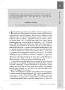 Recenzja : Jean-S&eacute;bastien Rey and Jan Joosten (eds.), The Texts and Versions of the Bookof Ben Sira. Transmission and Interpretation (Supplements to the Journal for the Study of Judaism 150; Leiden &ndash; Boston: Brill, 2011). ISBN 978-90-04 20692-2.